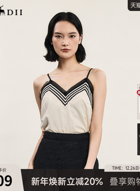 谜底细吊带内搭女年夏季新品复古优雅蕾丝拼接上衣242MN0702