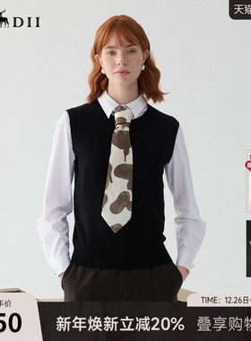 谜底针织衫背心女2025春新品百搭宽松短款毛衫上衣无袖251MZ0381