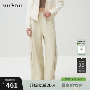 百搭松紧腰抽绳休闲裤 谜底阔腿裤 长裤 女2025秋新品 253MK1201 卫裤