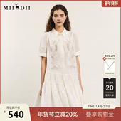 谜底连衣裙短袖 女2024年夏款 复古宫廷风绣花宽松中长裙242ML0508