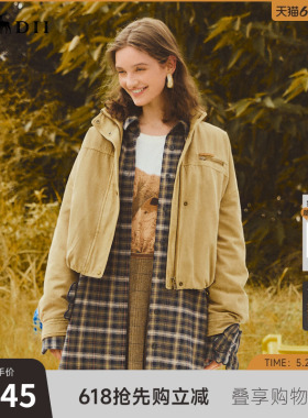 谜底夹克羽绒服女2025冬季新品宽松工装口袋防风拉链女254MY1706