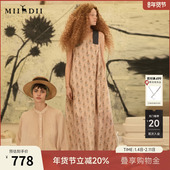 新品 谜底连衣裙无袖 女2025夏季 玫瑰可露丽印花A型长裙子252ML0511