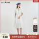 小清新荷叶边裙短袖 谜底V领提花中长款 连衣裙春新款 231ML0134