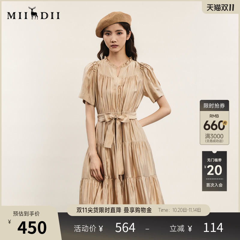 谜底复古文艺风X型连衣裙