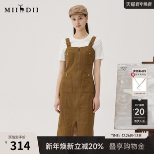 中长款 谜底背带裙女秋款 感修身 帅气猎装 连衣裙247ML5011 时尚