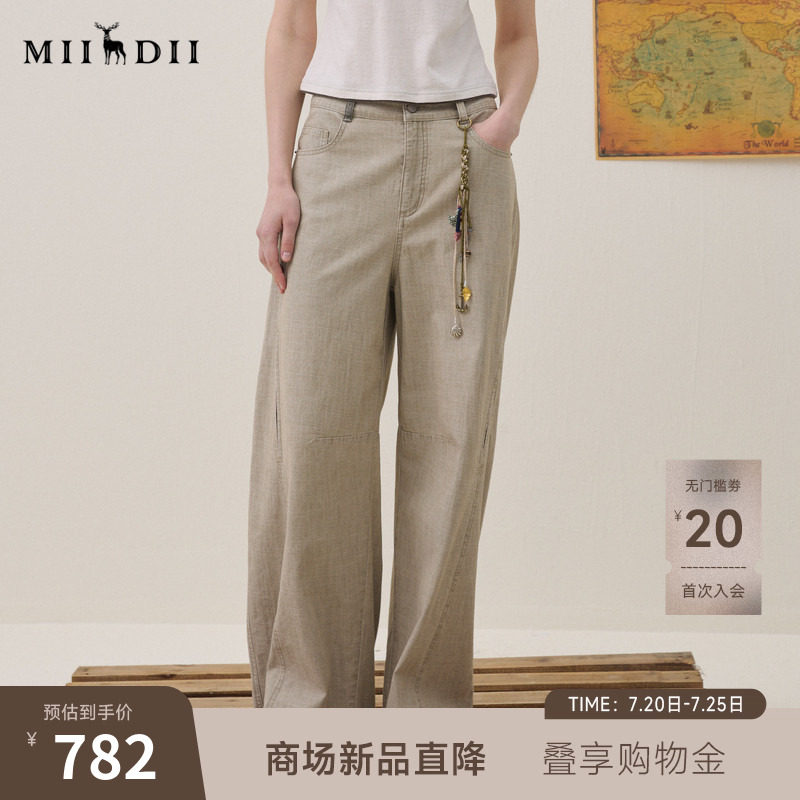谜底阔腿牛仔裤长裤2026夏新品口袋撞色个性编织挂绳女262MJ0612
