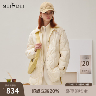 谜底两面穿羽绒服女2025秋简约随性俏皮软语宽松中长款253MY1229