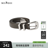 谜底牛皮革腰带2026春季 哑呖色扣头时髦百搭皮带女261MQ0405 新品