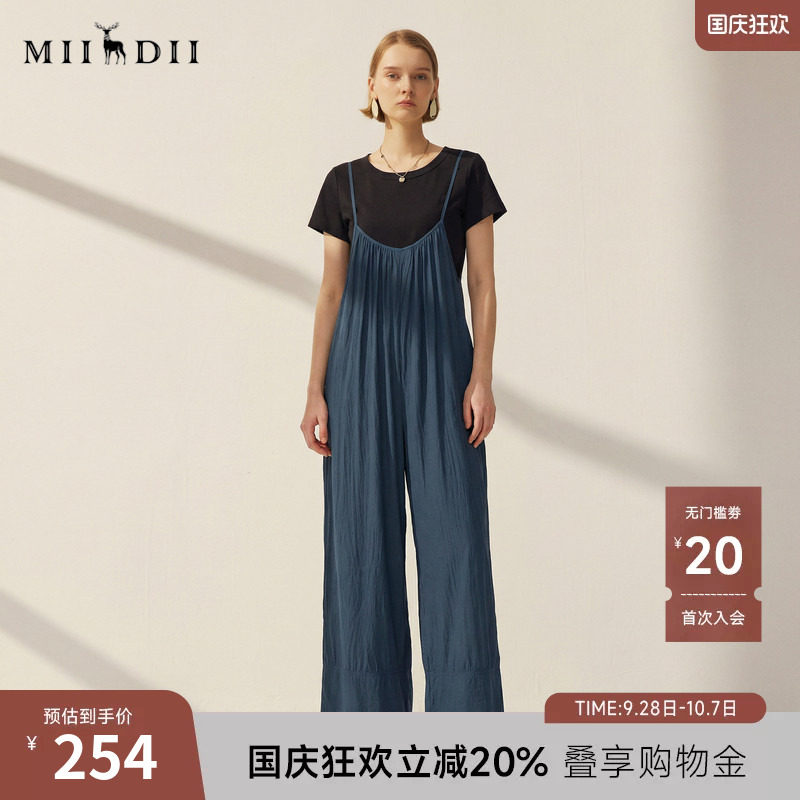 谜底背带裤女2025秋季新款设计感大廓形宽松阔腿裤长裤257MK7868图片