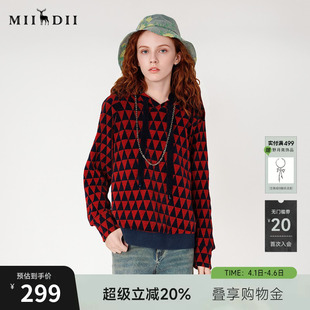 谜底格纹卫衣长袖 新款 百搭休闲连帽短款 上衣258MV5502 女2025春季