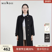 谜底单排扣长款 风衣女23春新款 简约纯色通勤外套配腰带231ME0140
