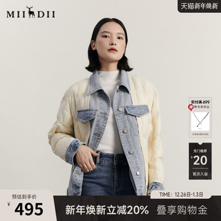 谜底短款 拼接牛仔宽松百搭鸭绒234MY1589 羽绒服女冬BOXYFIT时尚