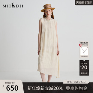 谜底连衣裙无袖 帕斯蒂尔风度假不规则A型裙252ML0549 女2025夏新品