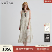 谜底连衣裙无袖 女2025夏新品 复古风度假真丝宽松A型长裙252GL0675