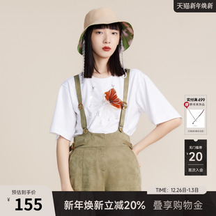 前卫PVC花朵宽松圆领短袖 时尚 T恤女221MT0162 新款 谜底2022春秋季