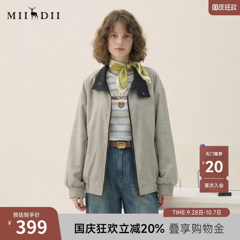 谜底双面穿外套长袖2026春新品立领简约休闲工装夹克女265MW5032图片