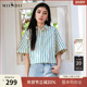 谜底条纹衬衫 宽松百搭衬衣257MC7846 复古文艺短款 短袖 女2025夏款