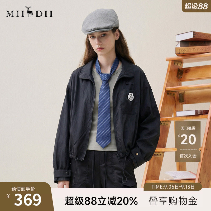 谜底立领小外套女士2025秋BOXYFIT休闲百搭宽松薄款长袖257MW7842图片