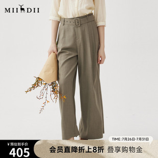 配腰带243MK1073 谜底阔腿裤 女秋季 新品 通勤风优雅松弛感长裤