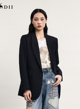 谜底西服女春季新款通勤风时尚宽松一粒扣西装外套241MW0073