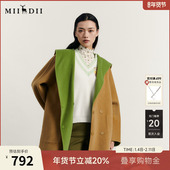 谜底翻领宽松大衣外套女2023秋新款 学院风两面穿羊毛呢233MD0954