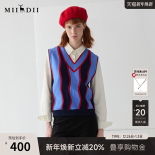 百搭时髦文艺风毛衣背心251MZ0305 新品 谜底V领针织衫 马甲2025春季