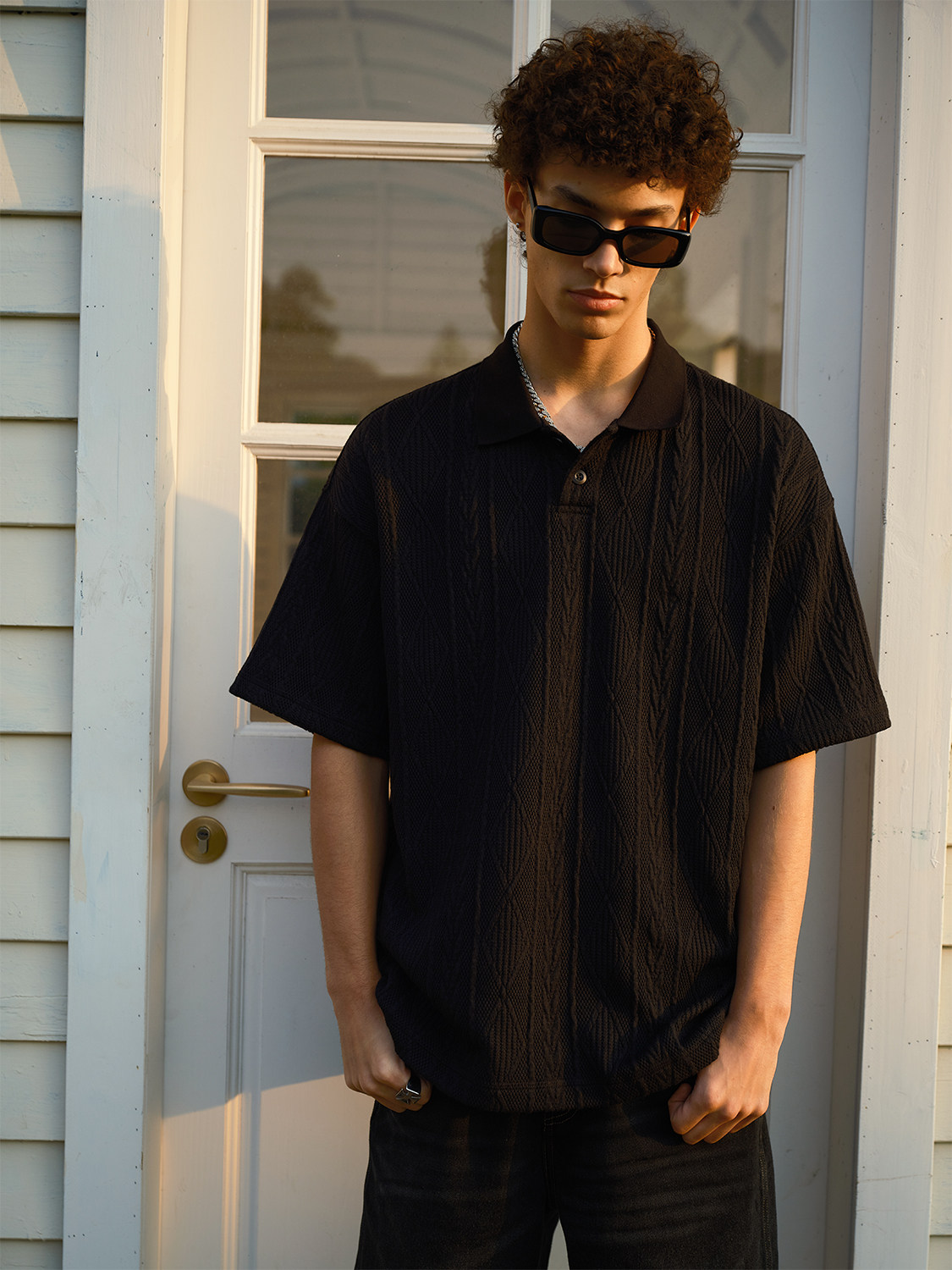 LILBETTER LOOSE TEXTURE KNITTED POLO SHIRT MENS 2025 SUMMER VINTAGE LAPEL T-SHIRT BREATHABLE COMMUTER SHORT SLEEVE