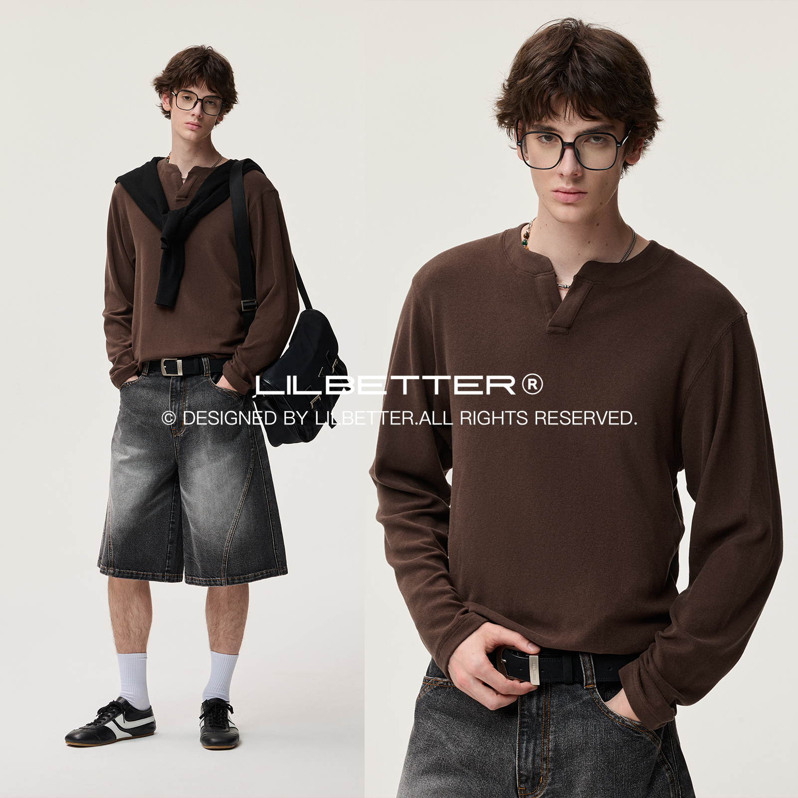 Lilbetter长袖都市V领T恤