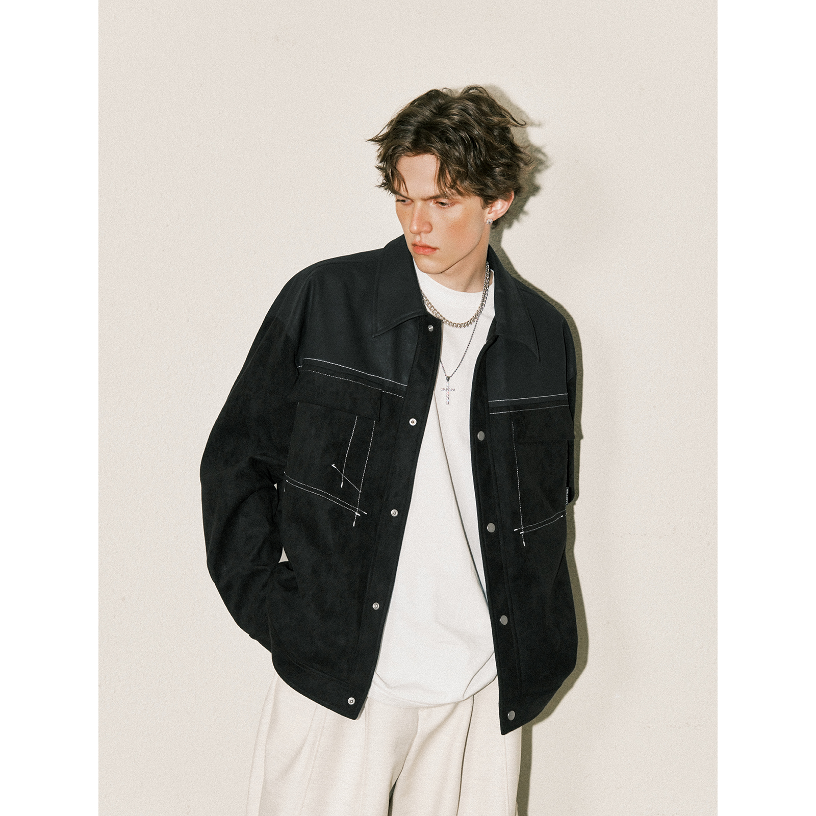 Lilbetter高级感仿麂皮夹克男