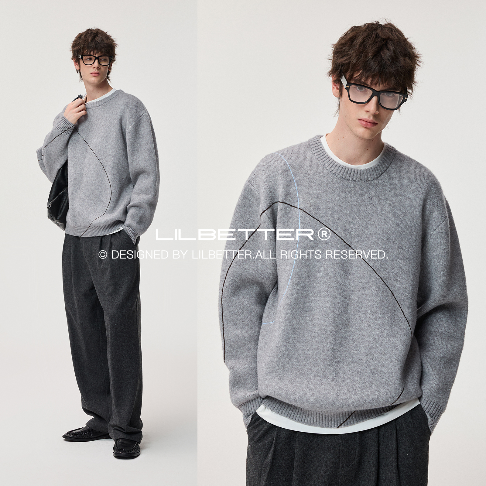 Lilbetter套头纤绒纱圆领毛衣