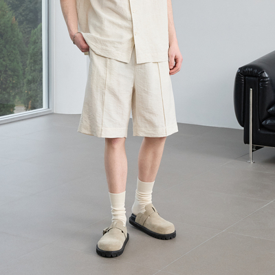 Lilbetter亚麻透气肌理五分裤