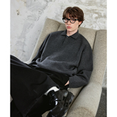 Lilbetter高密厚实老钱风小翻领毛衣男女同款 宽松POLO领针织衫