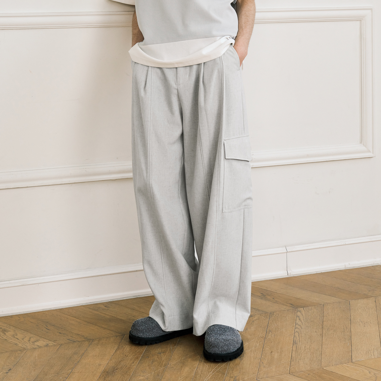 Lilbetter亚麻阔腿裤休闲裤工装