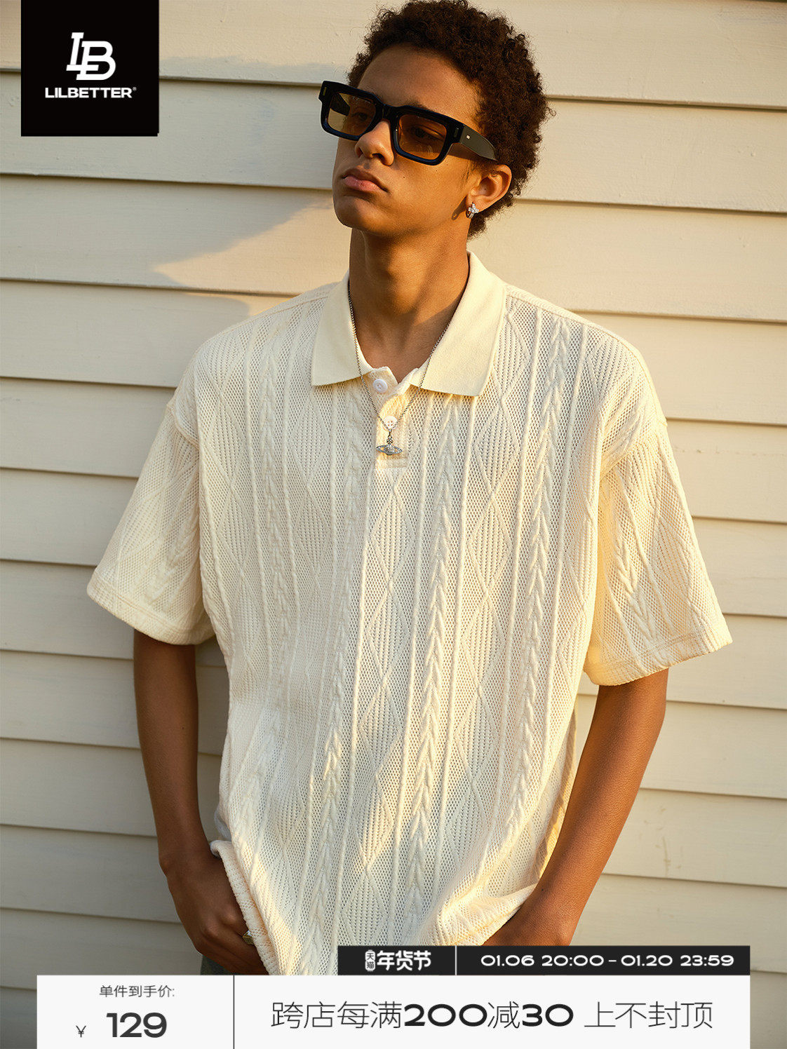 LILBETTER LOOSE TEXTURE KNITTED POLO SHIRT MENS 2025 SUMMER VINTAGE LAPEL T-SHIRT BREATHABLE COMMUTER SHORT SLEEVE