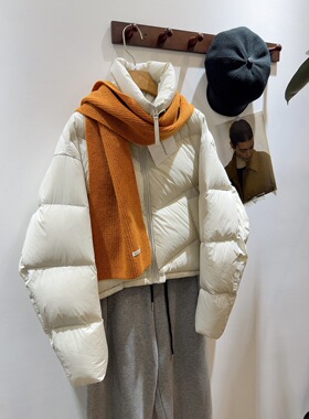 2025新款立领短款鹅绒服女冬季新款宽松显瘦面包服90白鹅绒