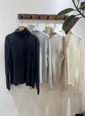 2025新款高领堆堆领自由领宽松48支美丽诺羊毛打底衫羊绒针织衫女