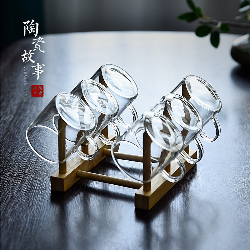 陶瓷故事功夫茶杯6只装主人杯玻茶杯