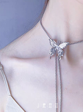 可抽拉立体蝴蝶小众夸张重工项链