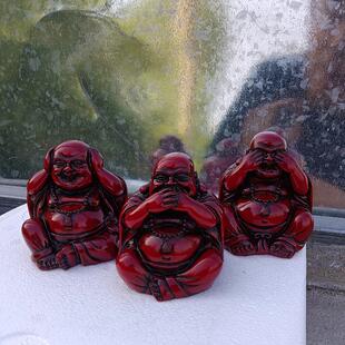 三不佛摆件不听不看不说仿红木佛像迷你小佛情绪笑口常开树脂工艺