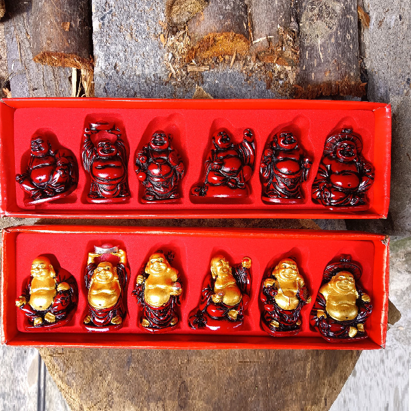 六佛组仿红木佛像六人组中式客厅迷你小佛笑佛车内车弥勒佛手把件