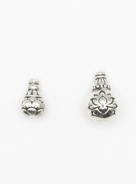 S999纯银3diy复古泰硬银足银三通藏葫芦莲花隔珠路路通手链串配件