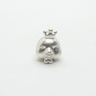宝鸡年新品 S999纯银3D硬银足银十二生肖金钱元 皇冠鸡红绳手链配件