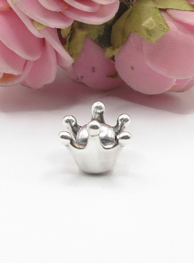 S999纯银做旧复古泰银3diy硬足银小皇冠路路通珠女红黑绳手链配件