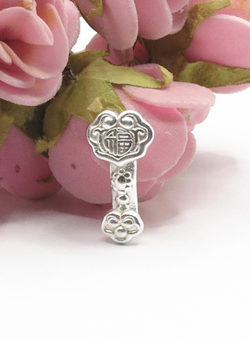 S999纯银做旧复古泰银足银3diy硬银福字如意平安扣女款红手链配件