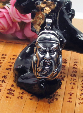 做旧复古头像关二爷霸气风吊坠