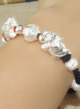 纯银招财转运珠貔貅手链