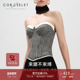 千鸟格鱼骨胸衣法式 CORSELET 经典 束腰上衣缎面拼接抹胸女