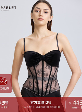 CORSELET 时尚黑天鹅湖鱼骨胸衣春夏修身蕾丝束腰镂空透气抹胸