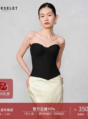 CORSELET 经典黑色鱼骨胸衣女外穿束腰修身气质美背内搭抹胸上衣