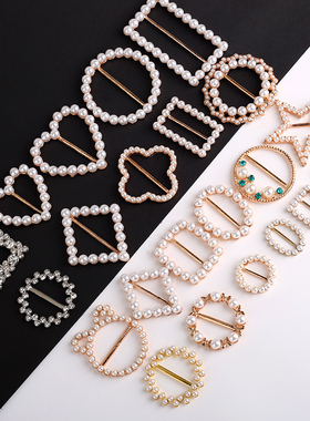 日字衣角扣打结扣珍珠圆形夏季T恤下摆丝巾金属纽扣百搭衣服扣环